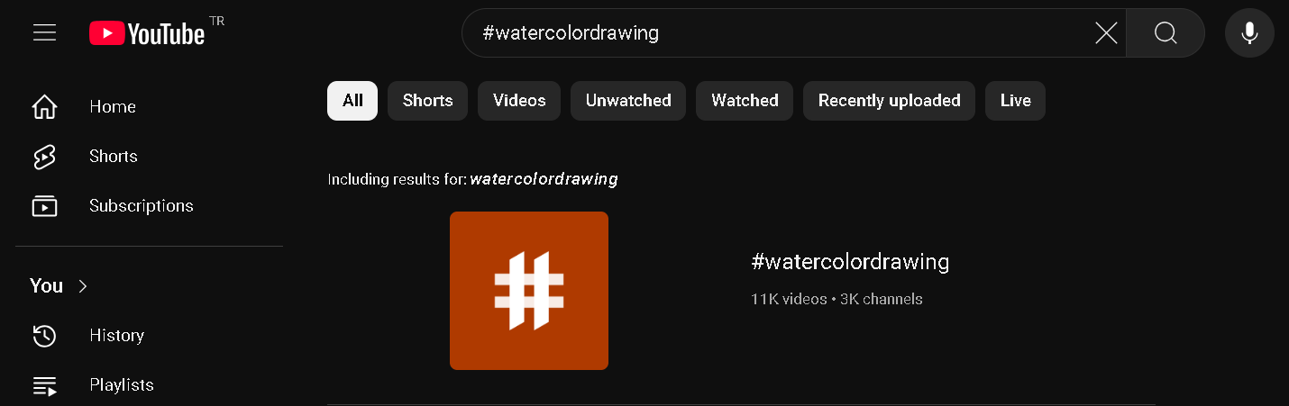 Find art hashtags for YouTube Shorts natively on YouTube