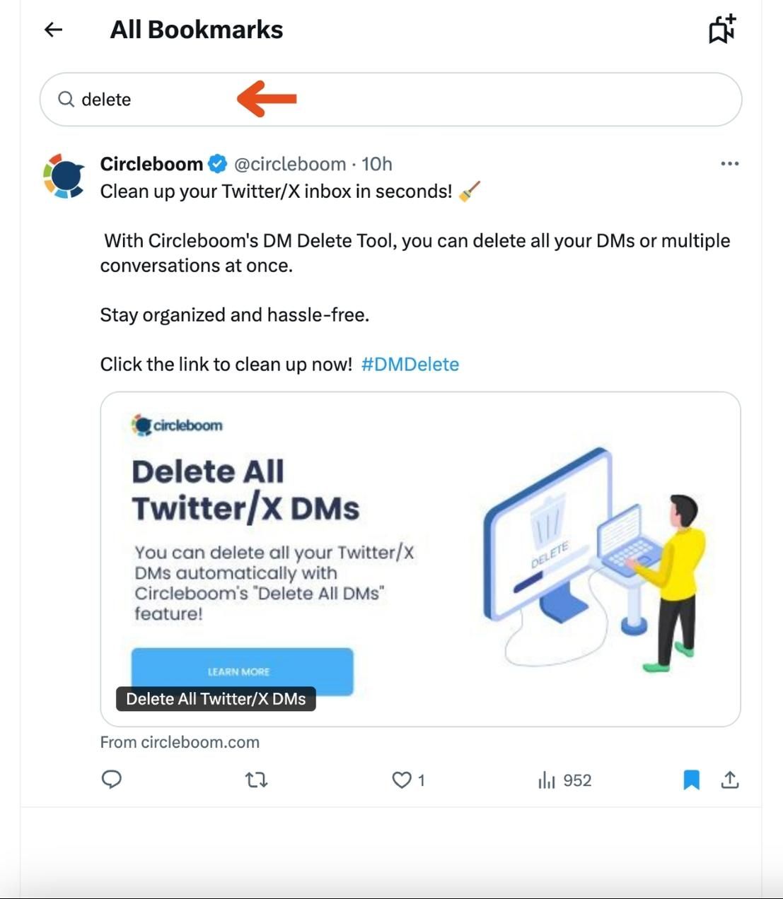 Search Bookmarks on Twitter with Keywords