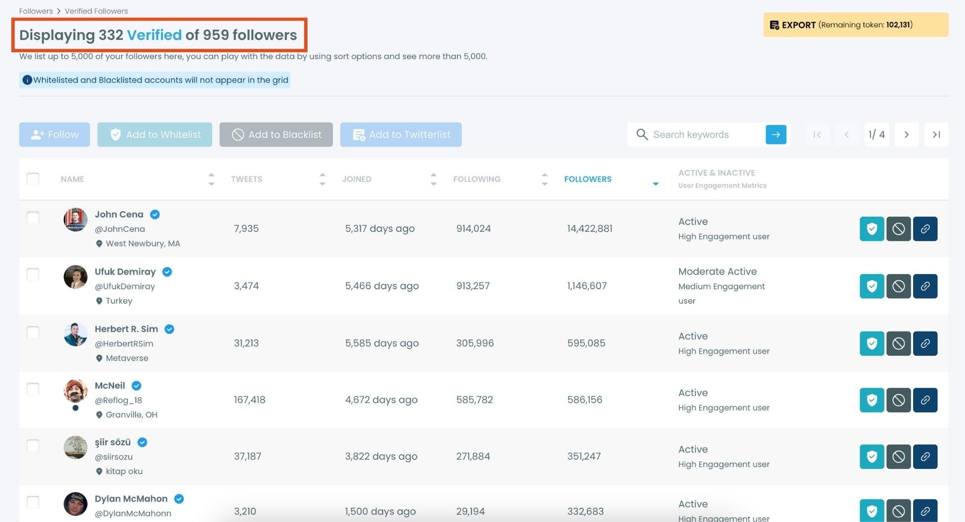 Circleboom Displays All Your Verified Followers