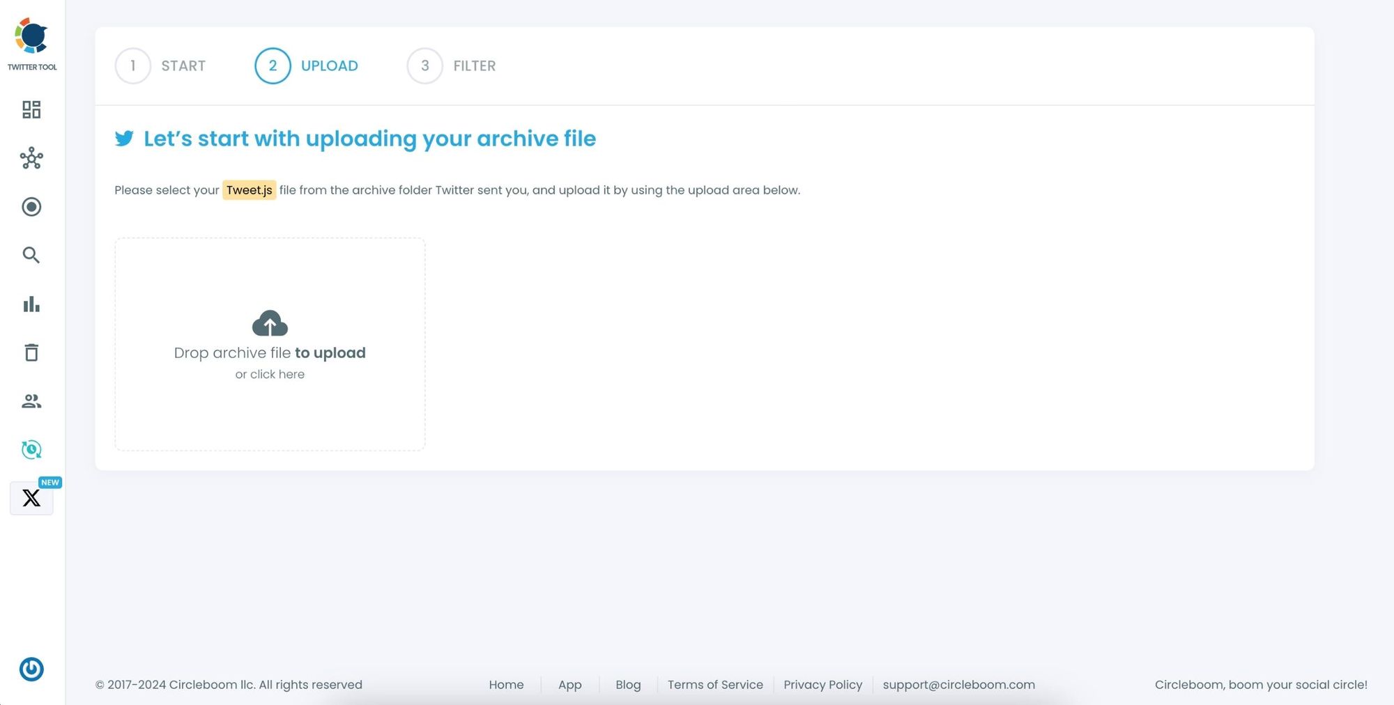 Upload your Twitter Archive file