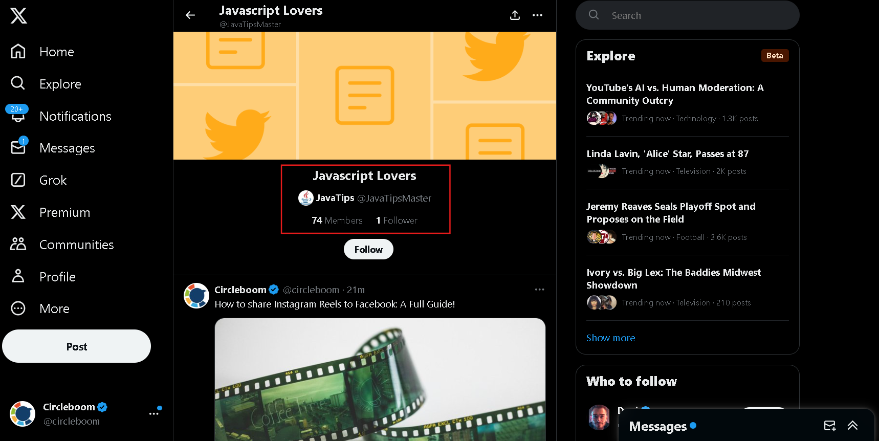Visit the profile of the owner of the list