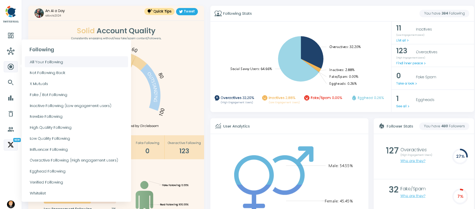 Identify all people you follow on Twitter with Circleboom