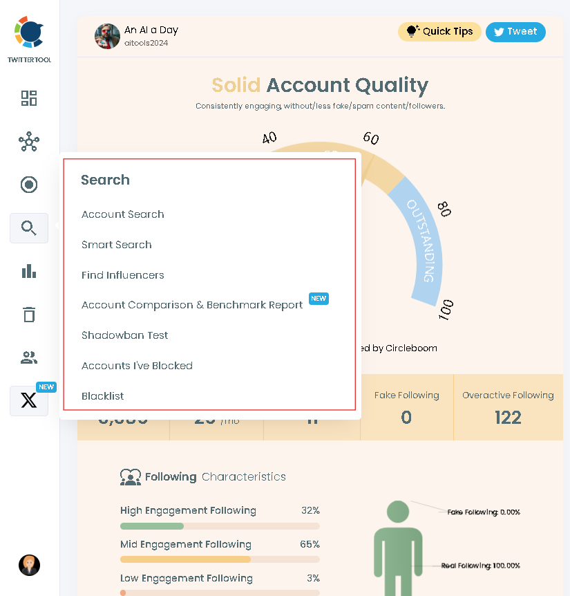 Find interesting Twitter accounts to follow with Circleboom