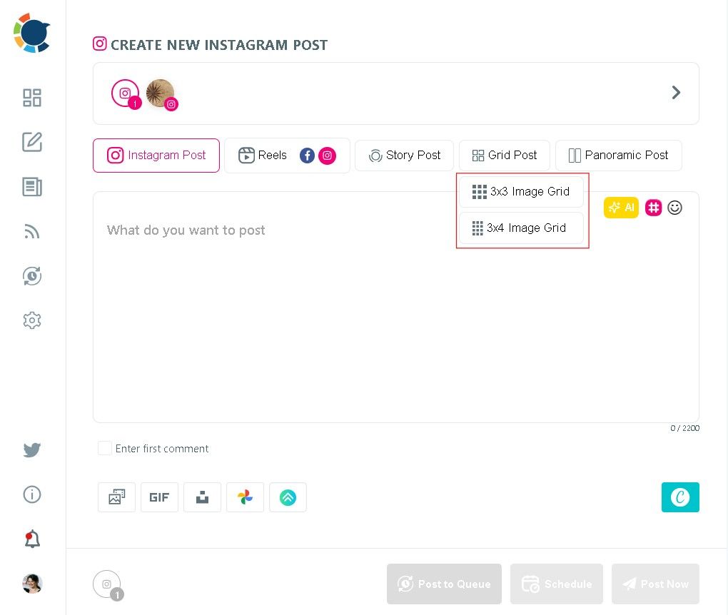 Select 3x3 image grid for 9-grid Instagram posts 
