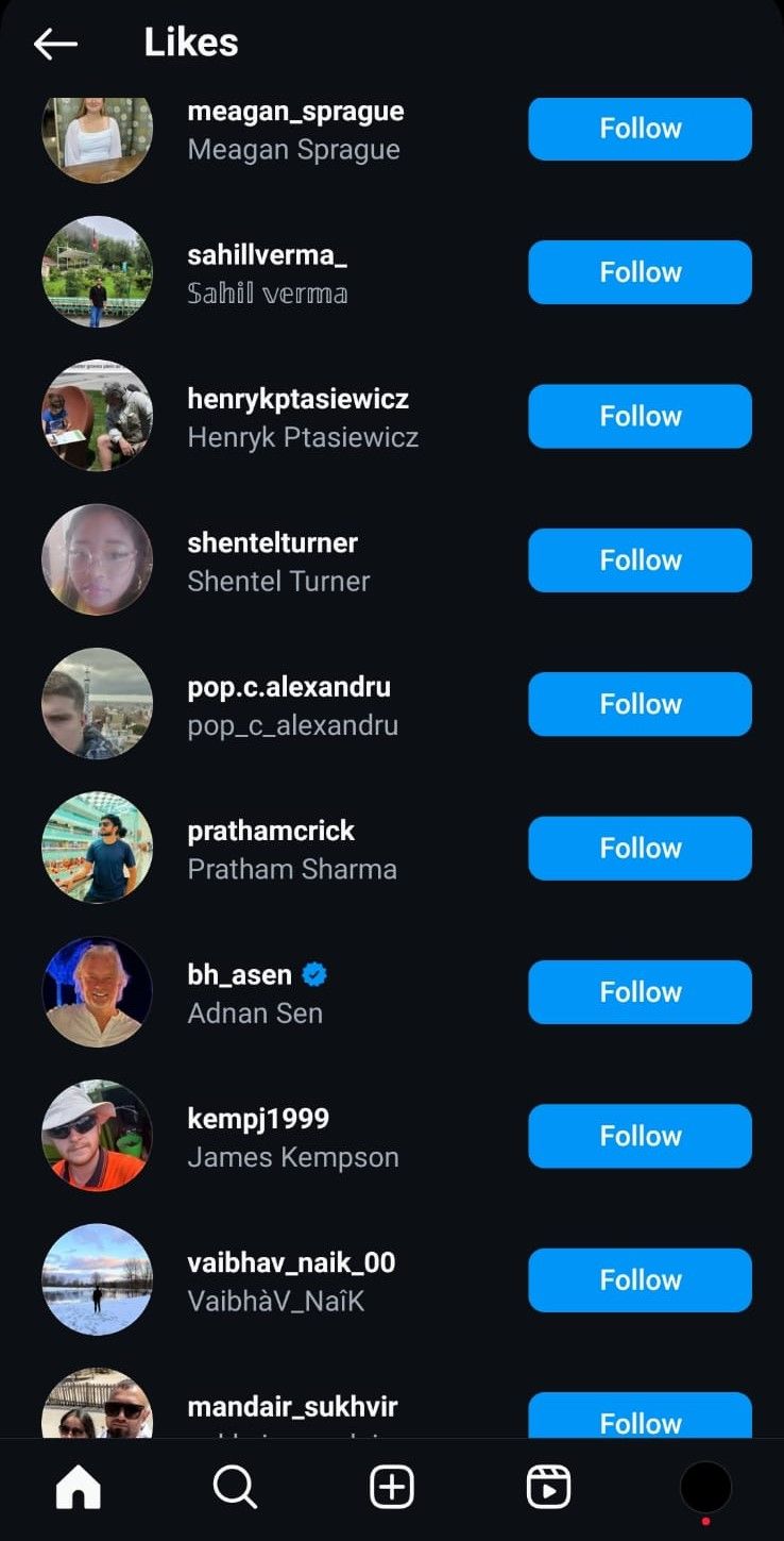 Likes of public Instagram posts