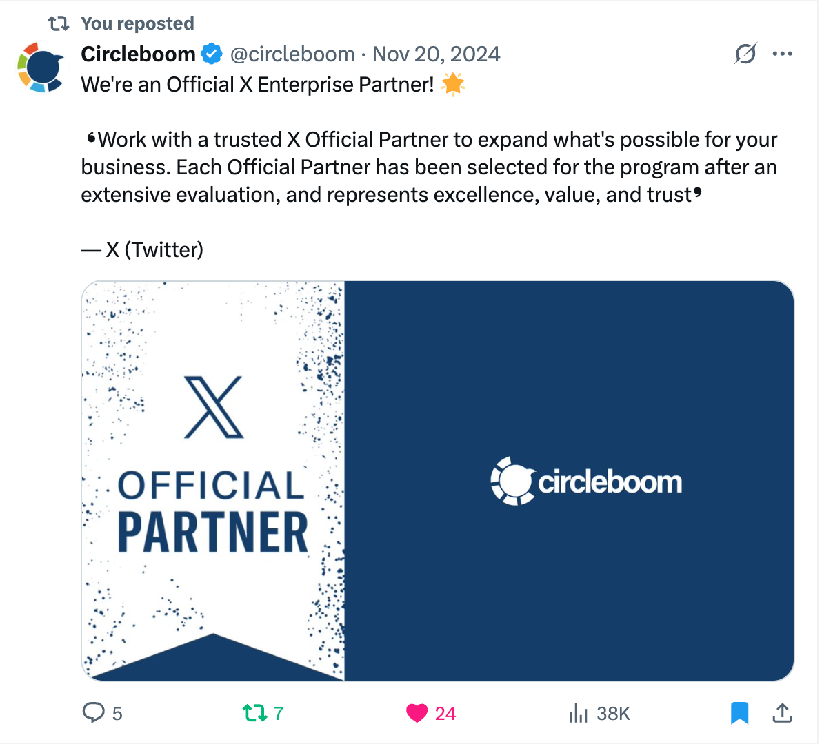 Circleboom is an official X partner!