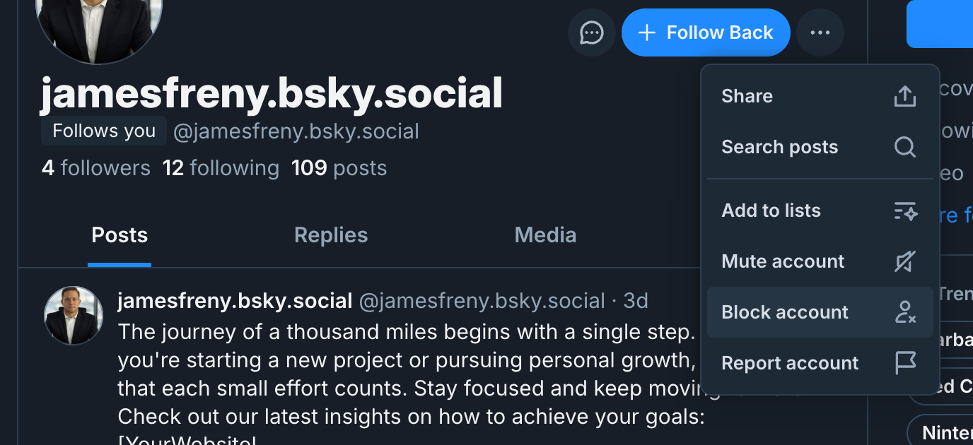 Select “Block” from the menu.