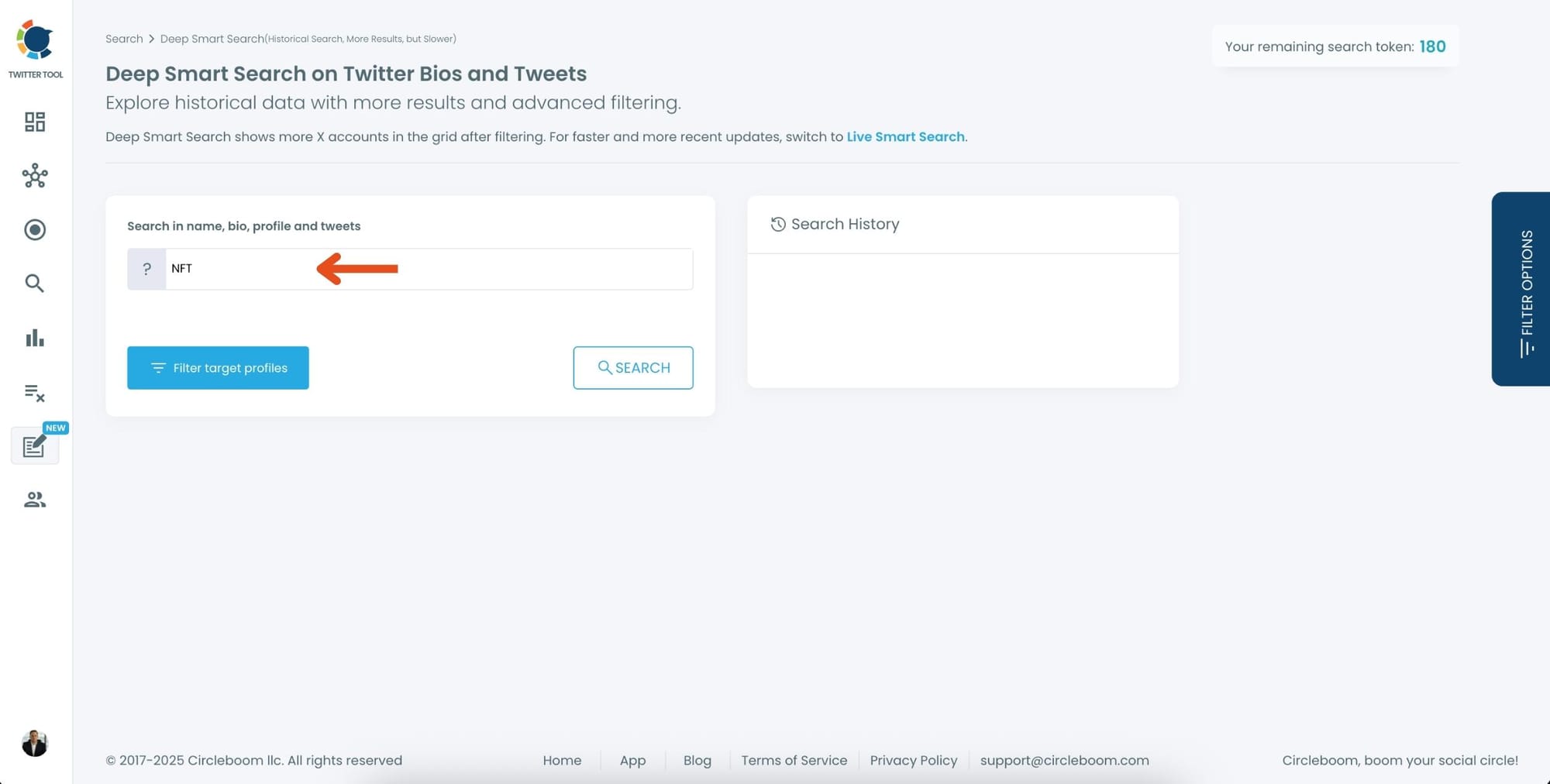Enter the term you want to search for in Twitter profiles.