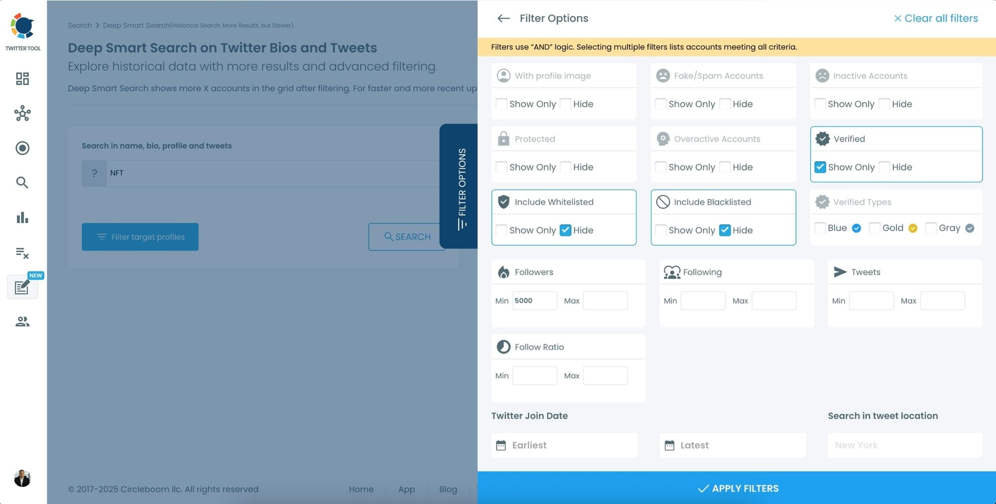 apply search filters