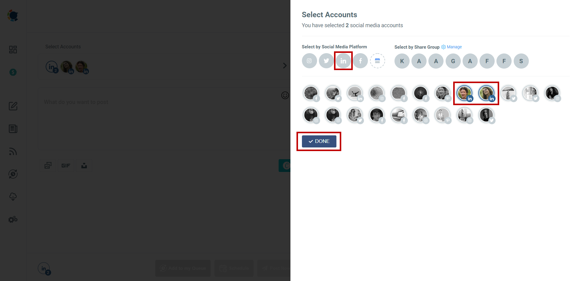 Manage multiple accounts 