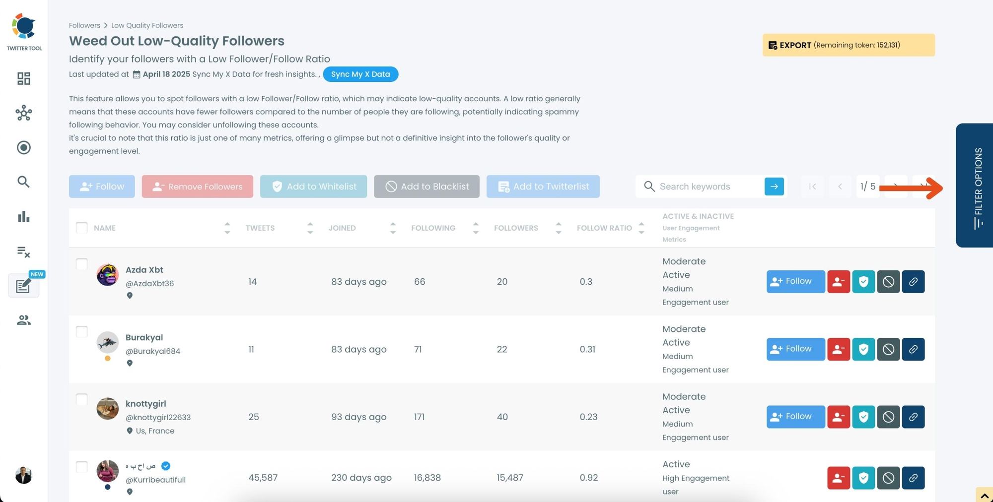 View and Filter Followers