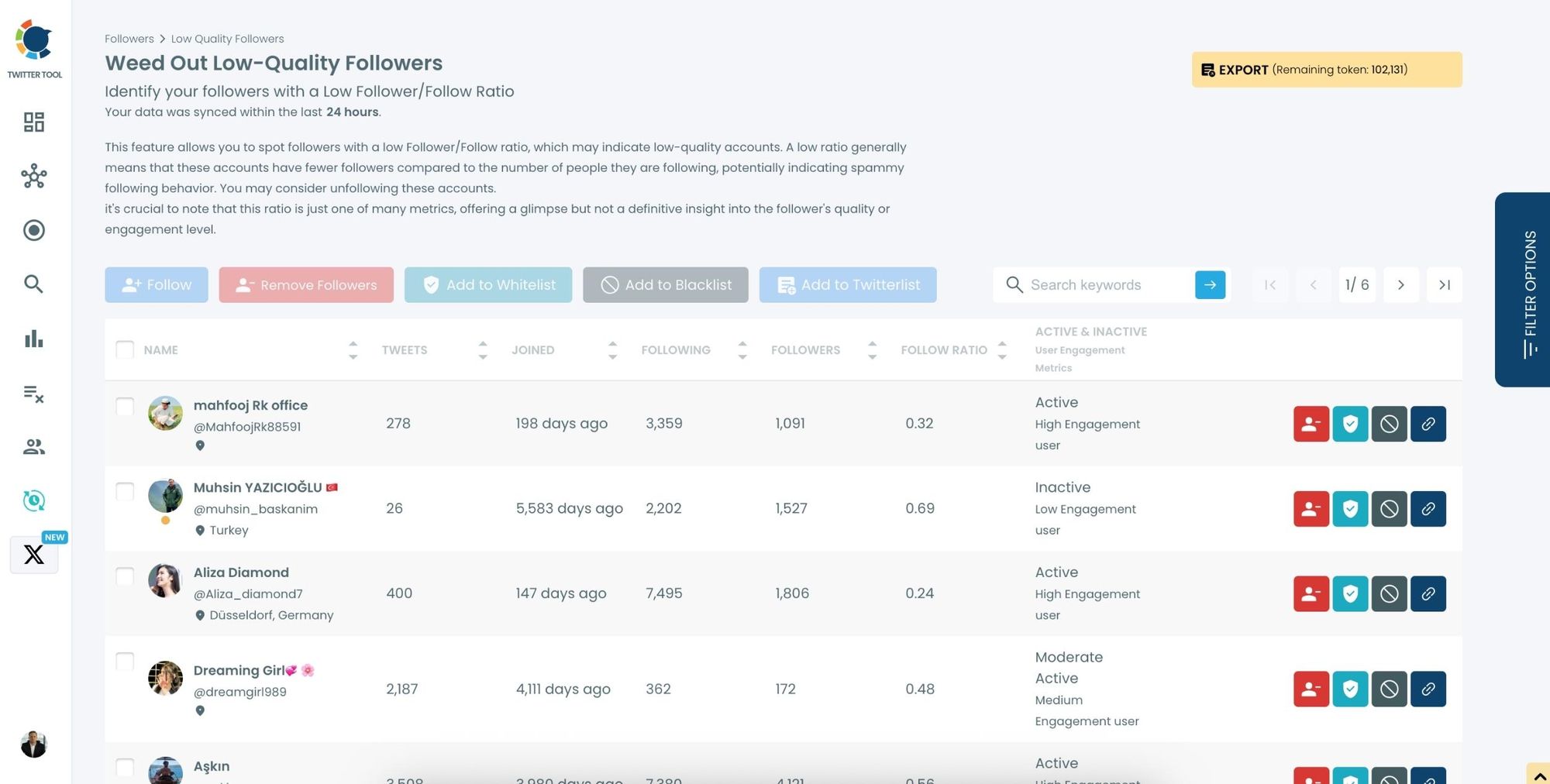 Export your low-quality Twitter followers