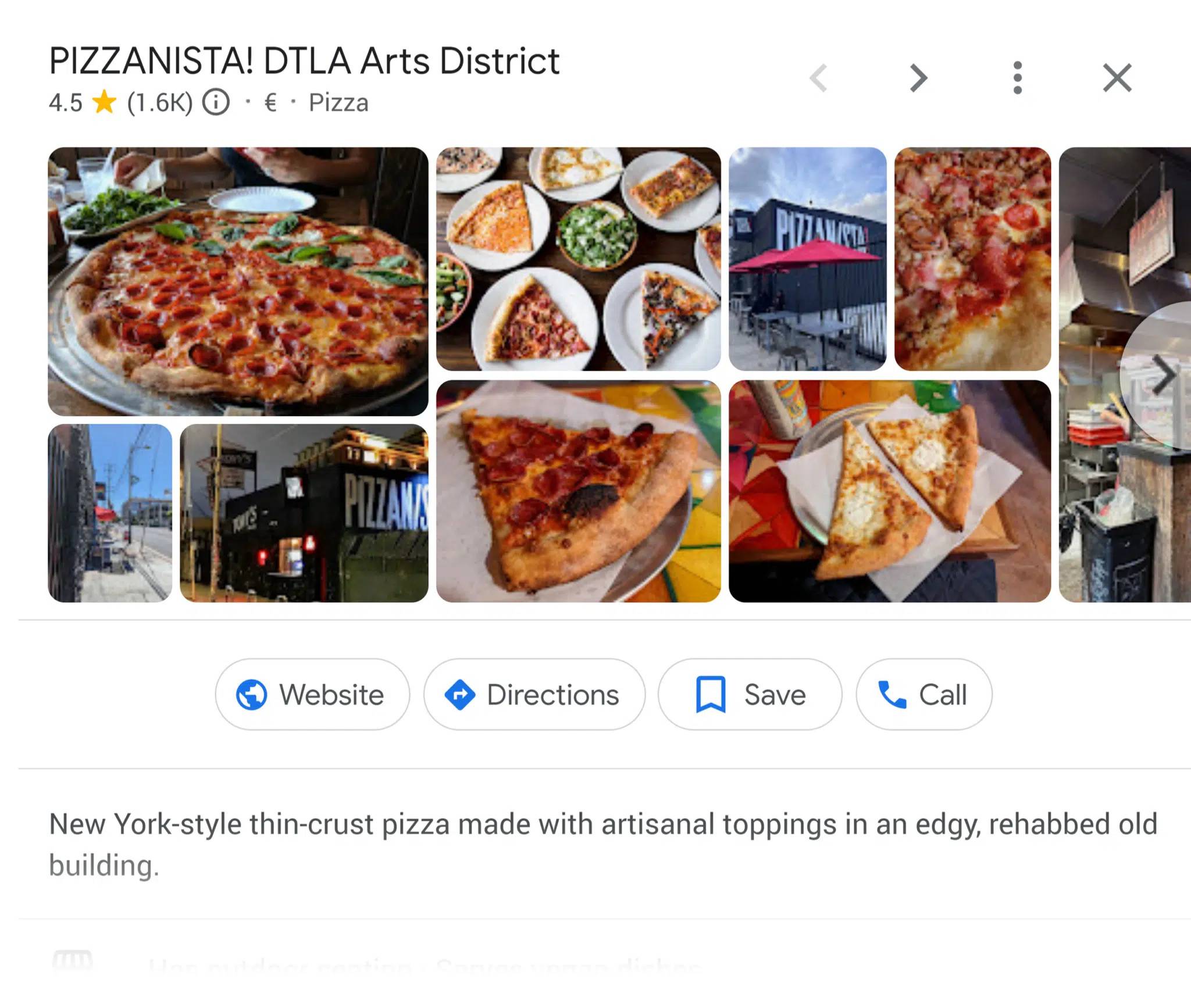 A pizzeria on Google Business Profile