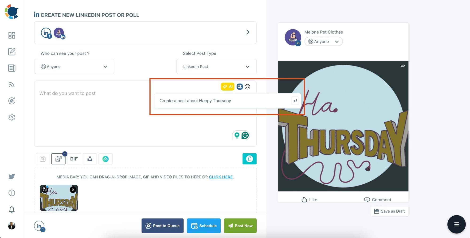 Social media text generator