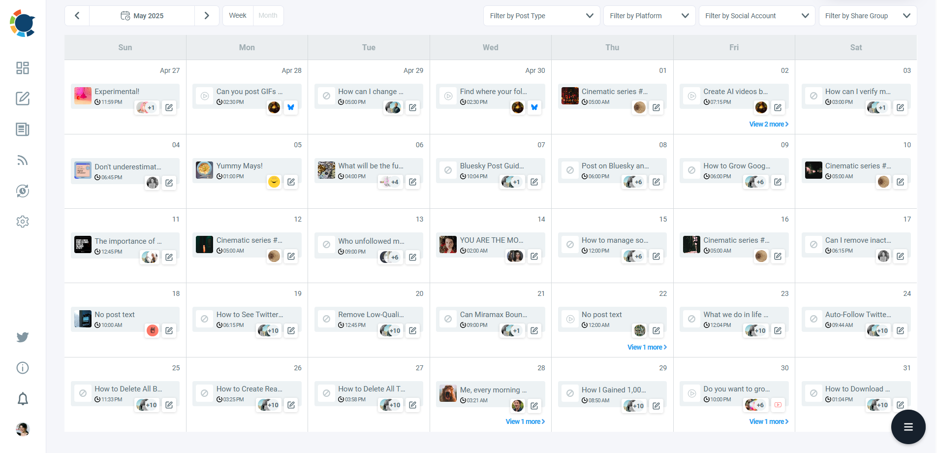Social media content calendar