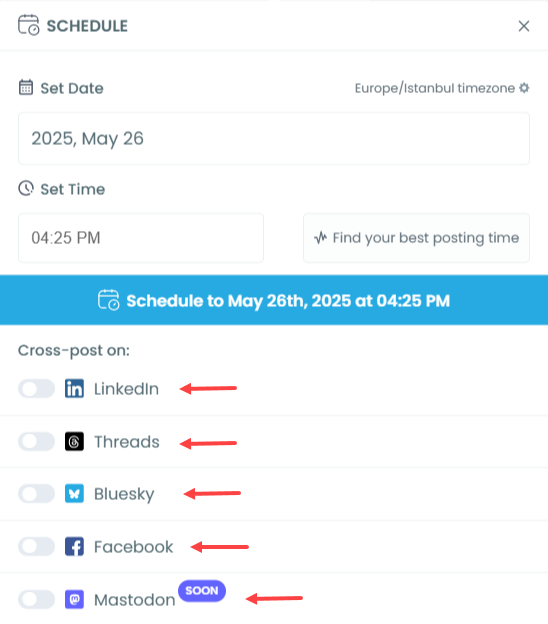 Crosspost Platforms on Circleboom