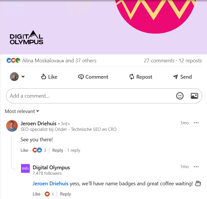 Here Digital Olympus responds to a comment under its LinkedIn post.