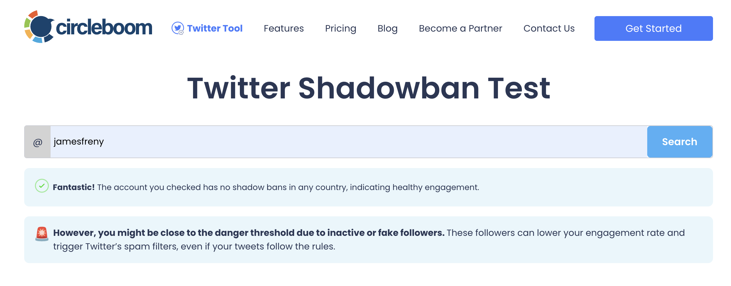 Circleboom Shadowban Checker