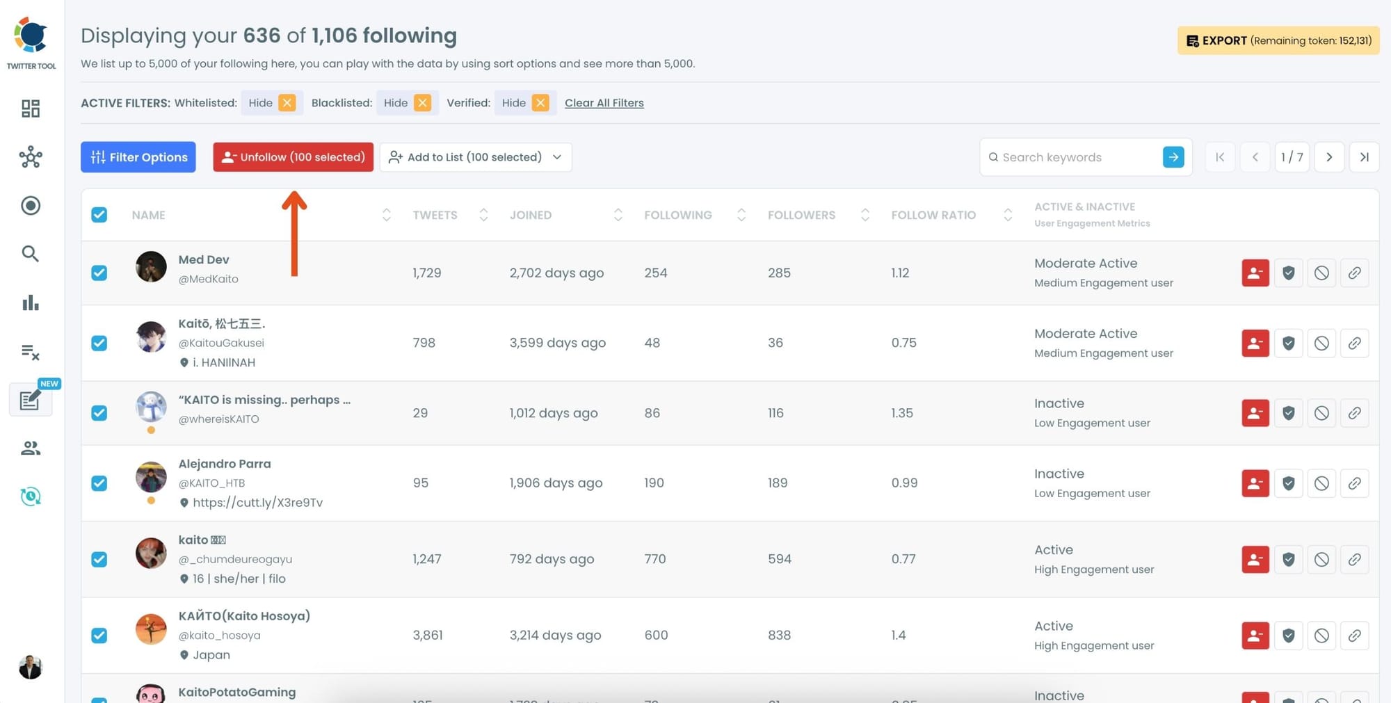Select All and Unfollow