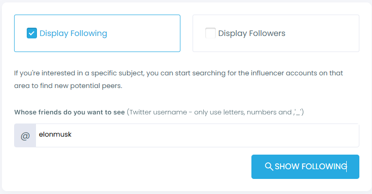 Display Elon Musk's Following List