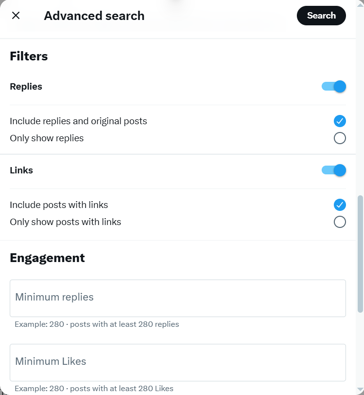 Twitter Advanced Search Filters