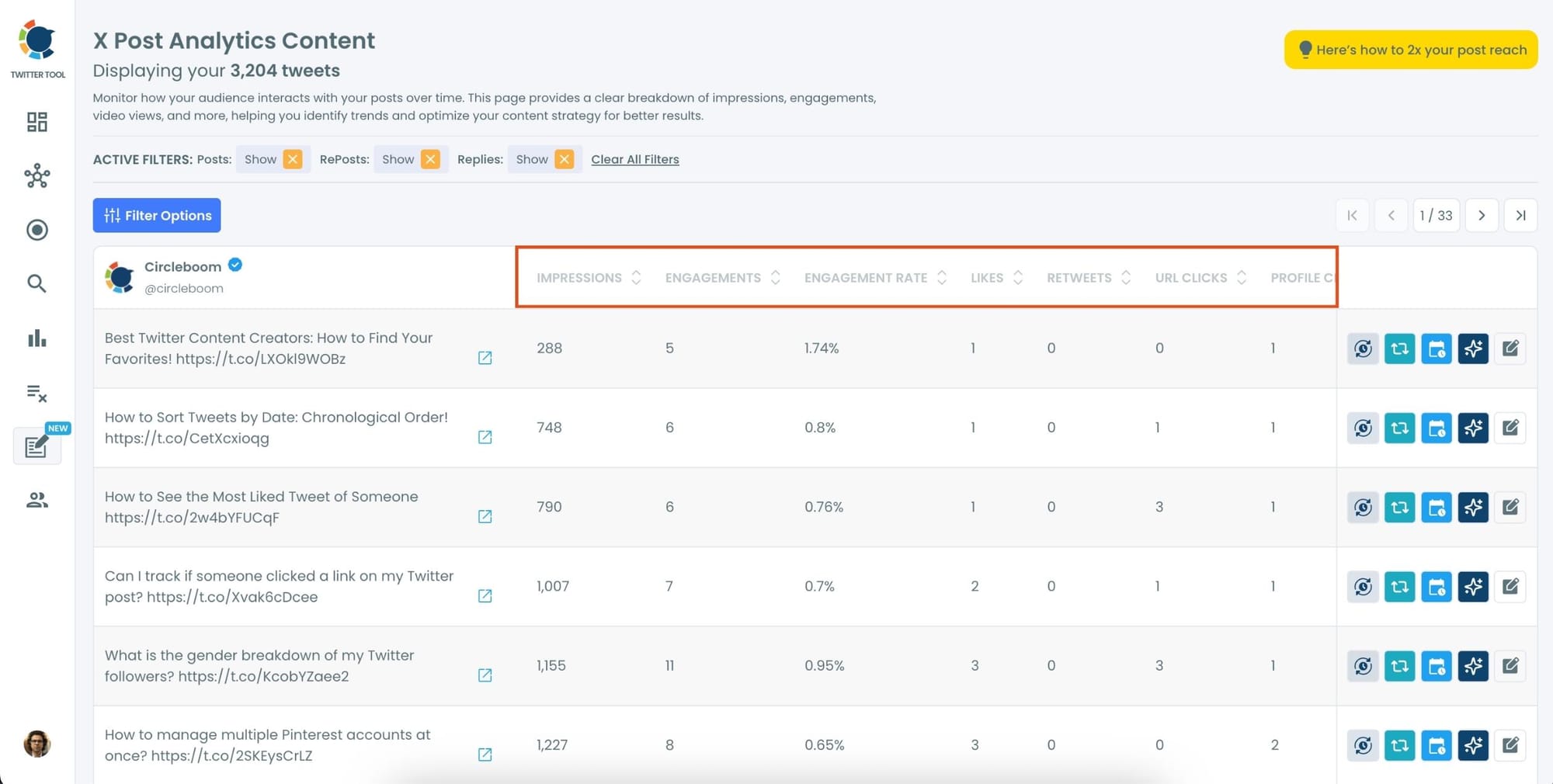 detailed breakdown of your posts