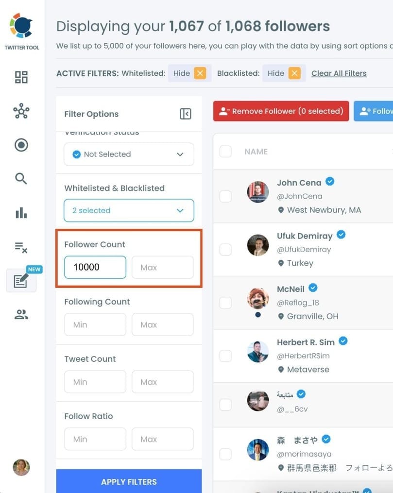 Advanced filters on Circleboom
