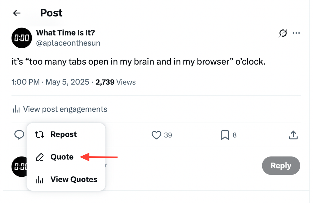 Click the Repost Icon