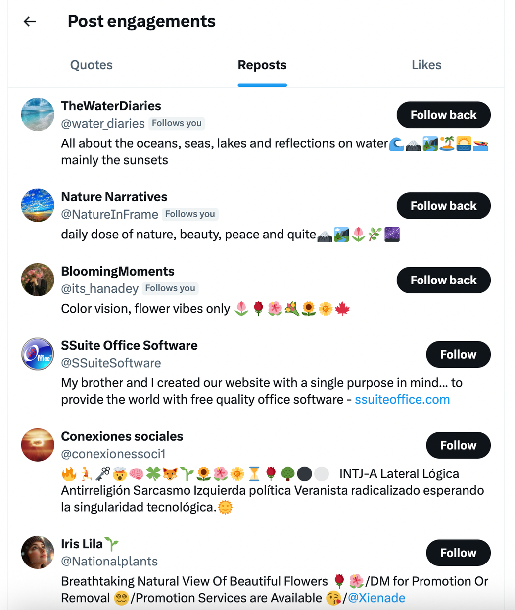 Select “Reposts”