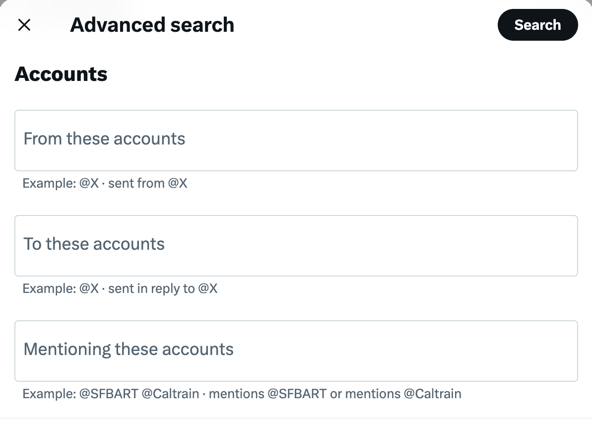 All search and filter options
