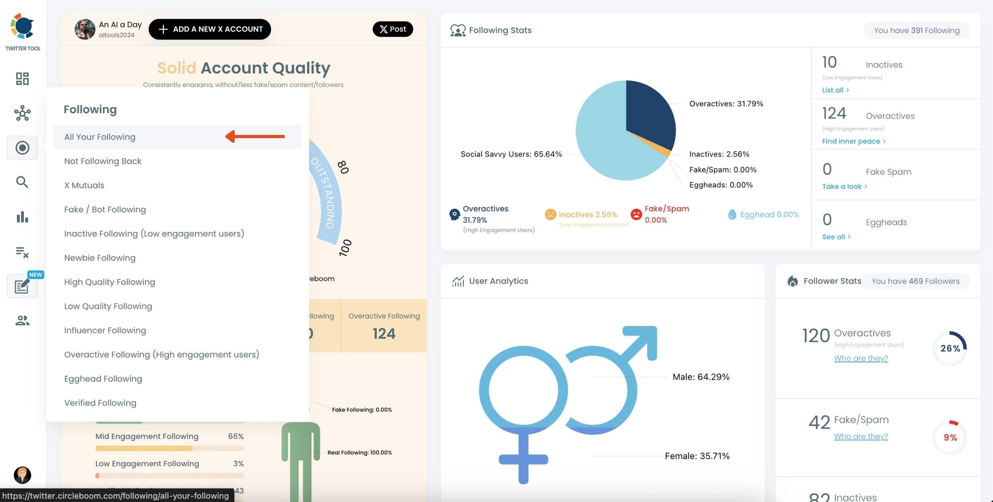 Navigate to “All Your Following” 