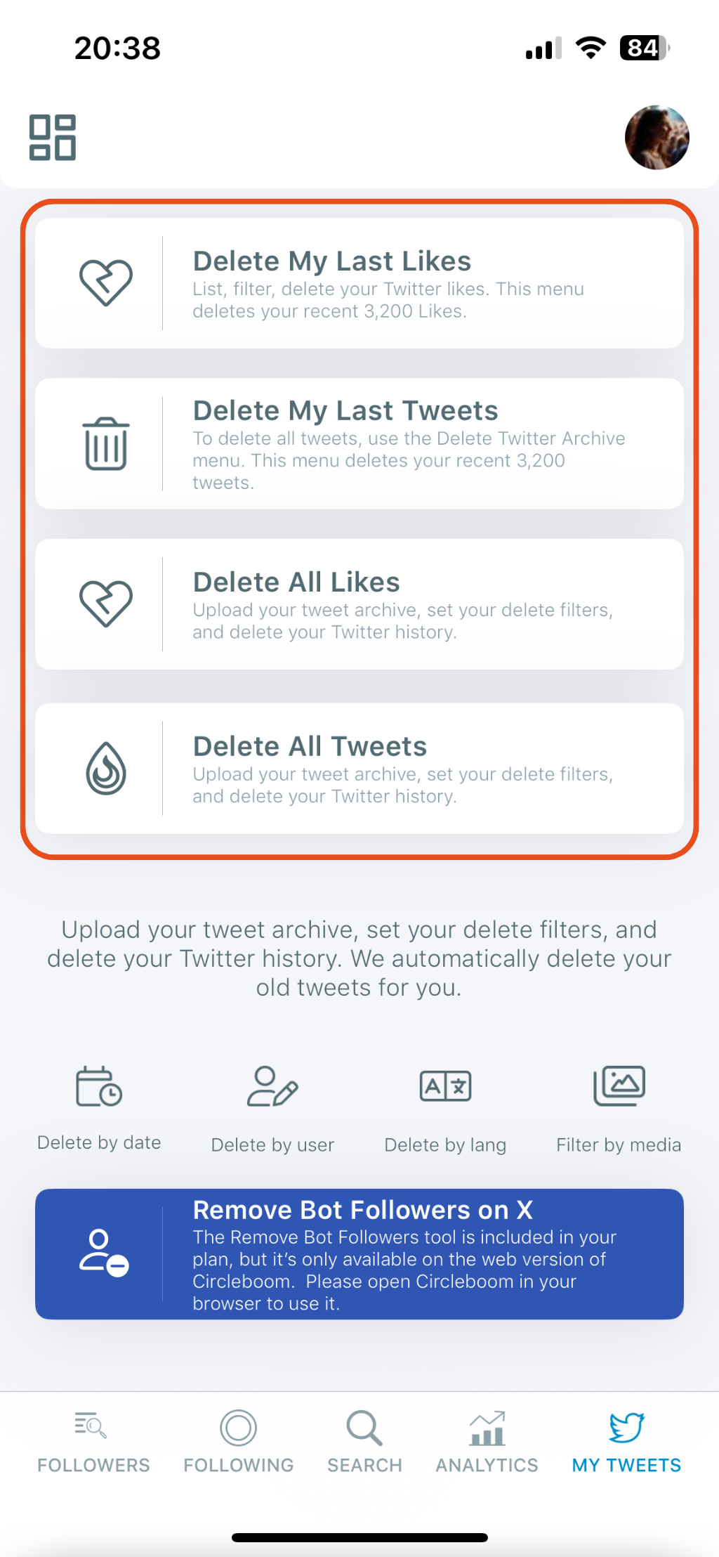 Tap “Delete My Last Tweets”