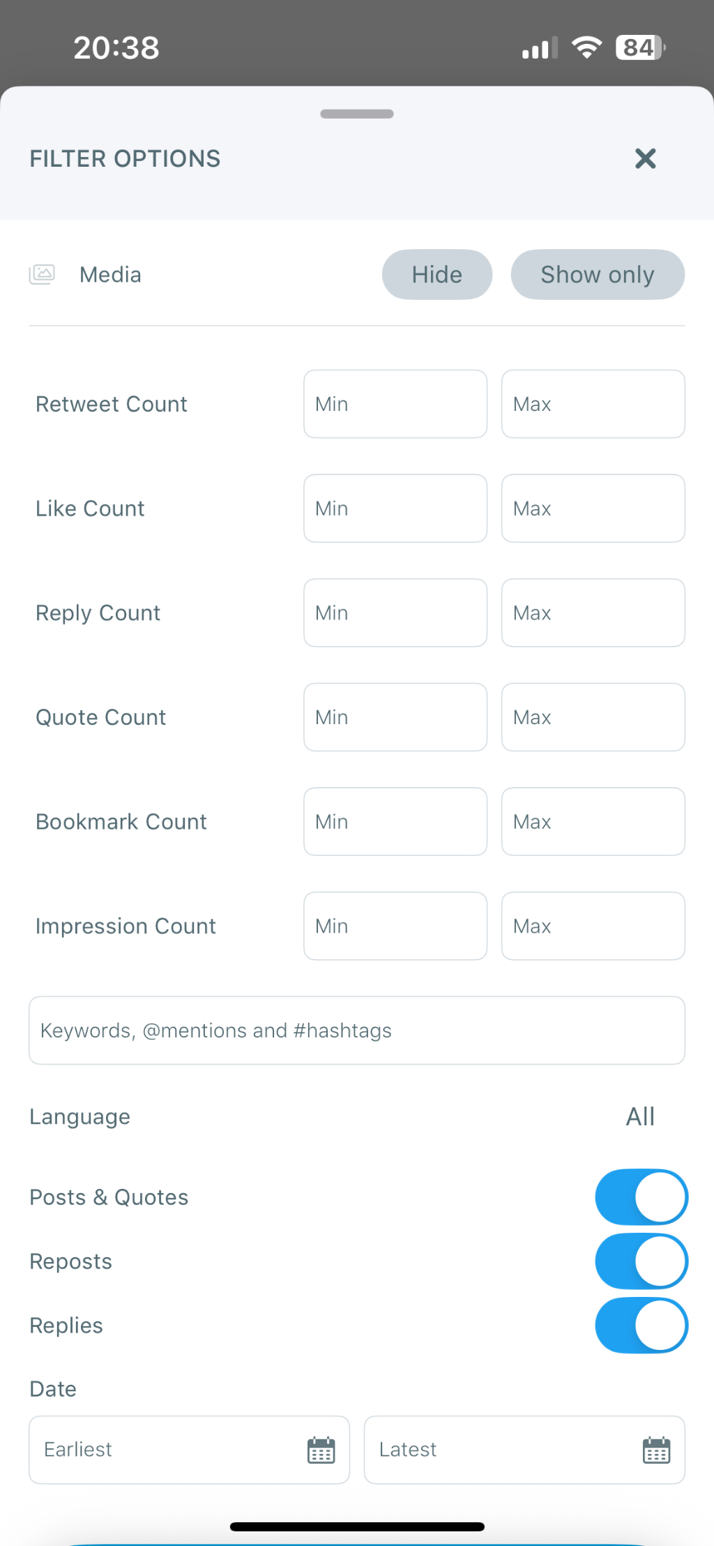 Tap “Filter Options” to Narrow Down Tweets