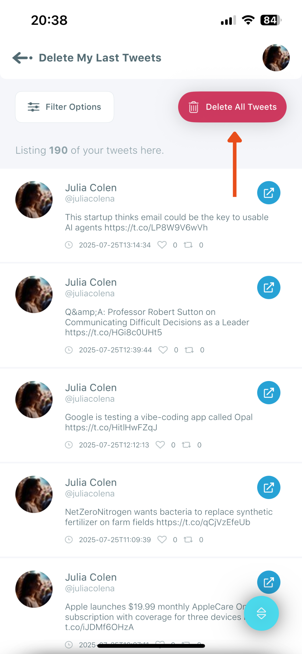 Tap “Delete All Tweets”