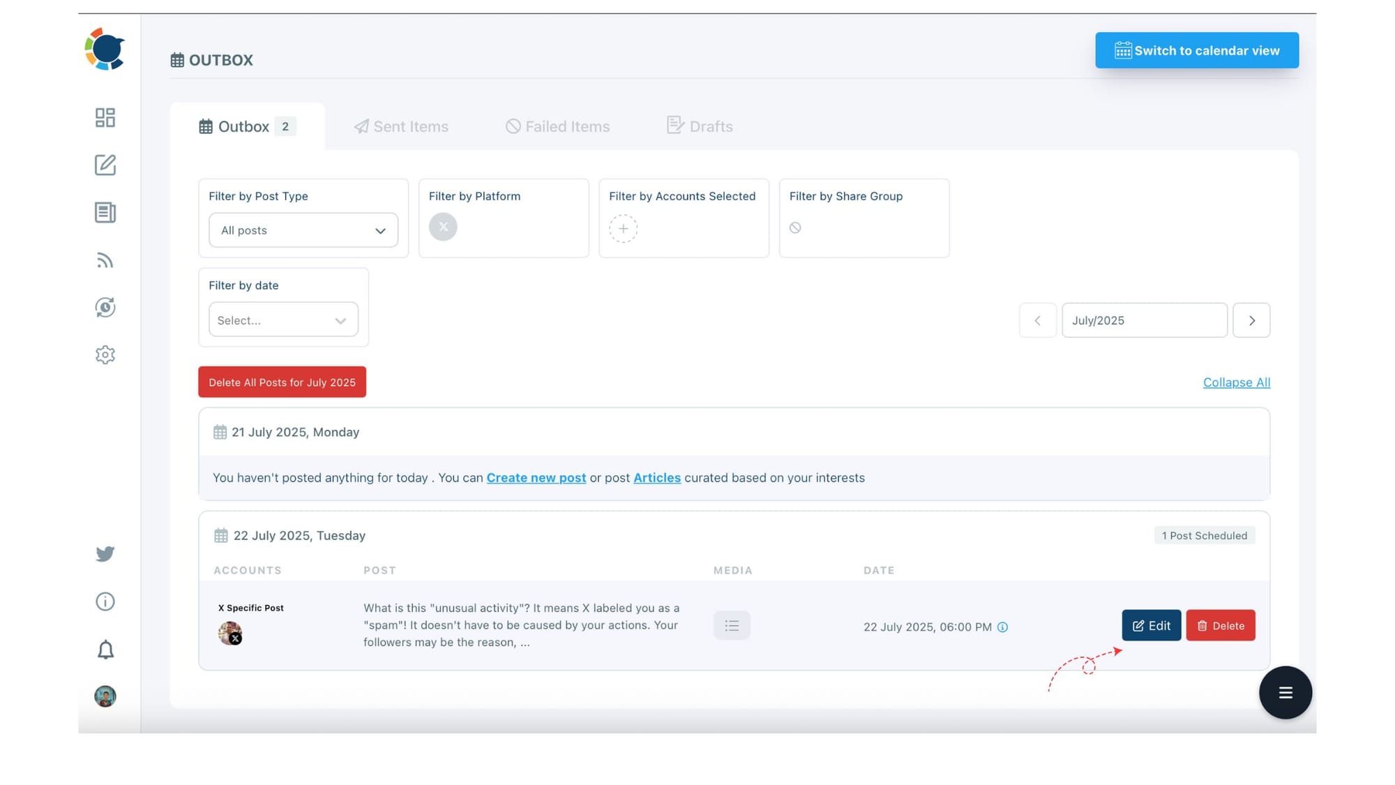 Edit scheduled tweets on Circleboom