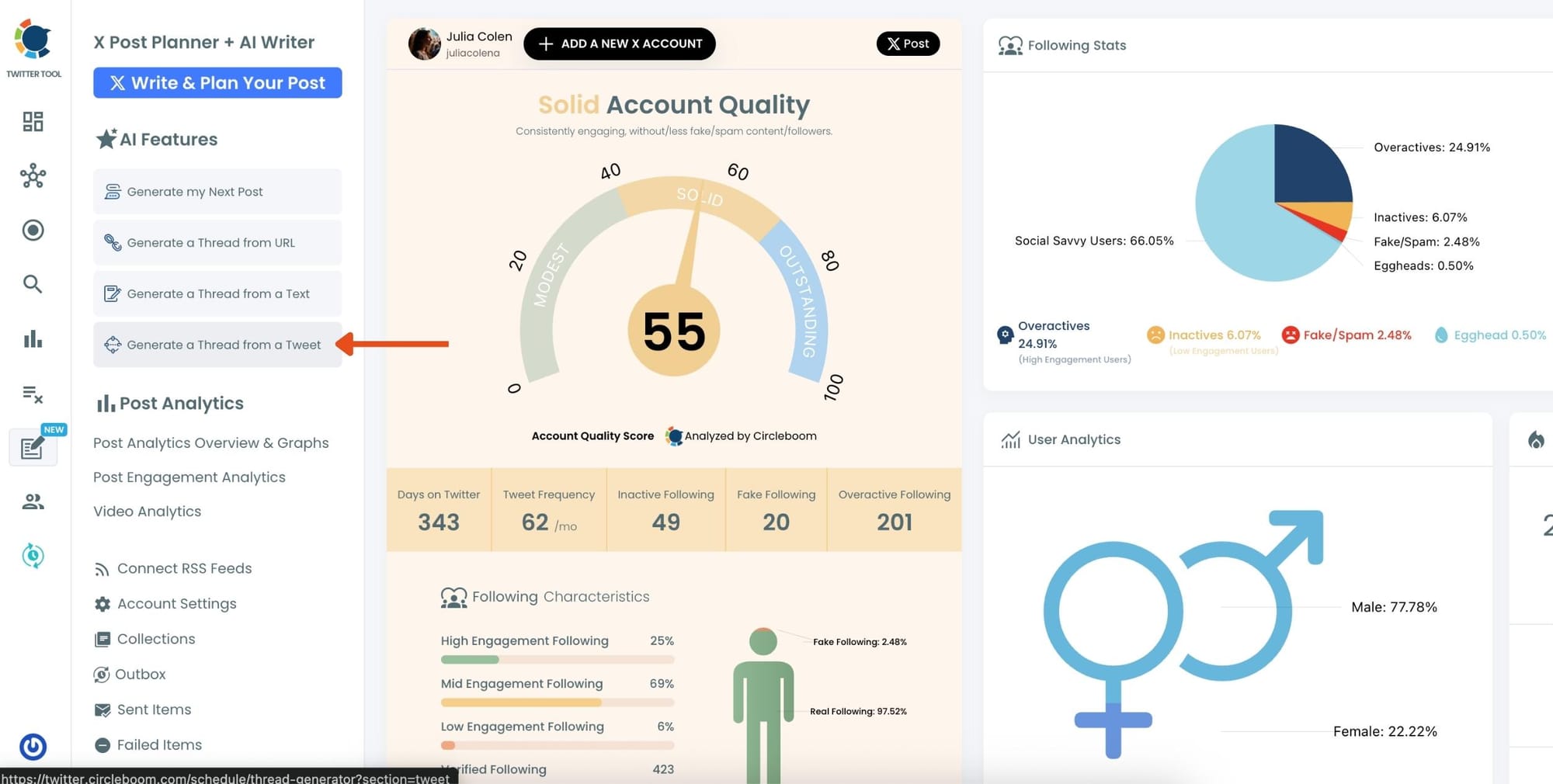 Choose "Generate a Thread from a Tweet"