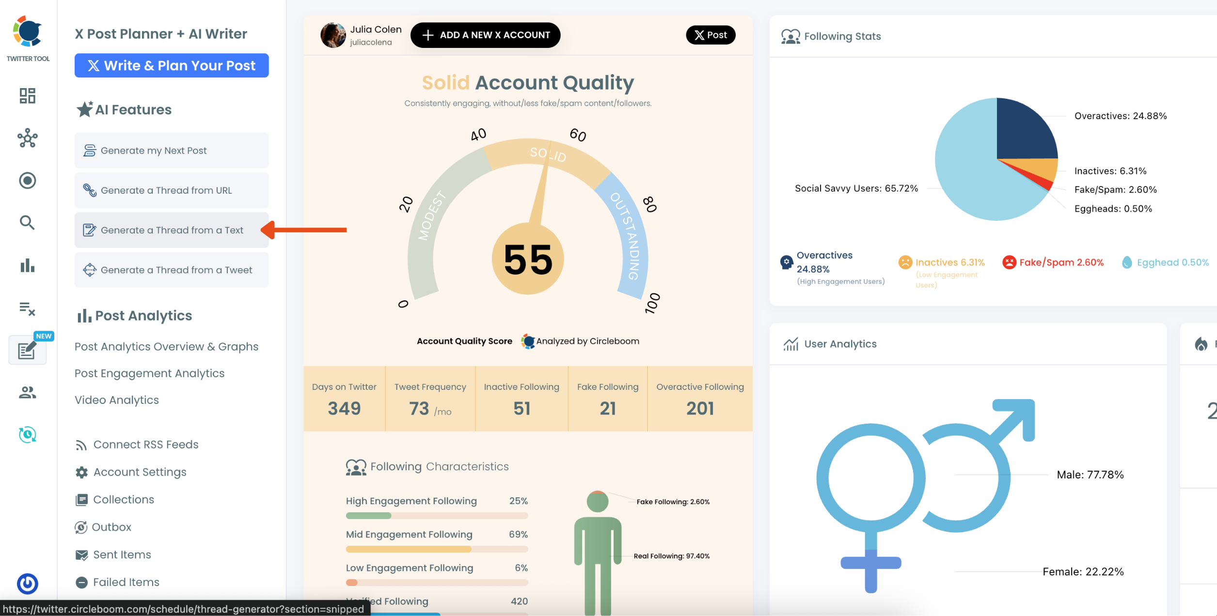 Choose "Generate a Thread from a Text"