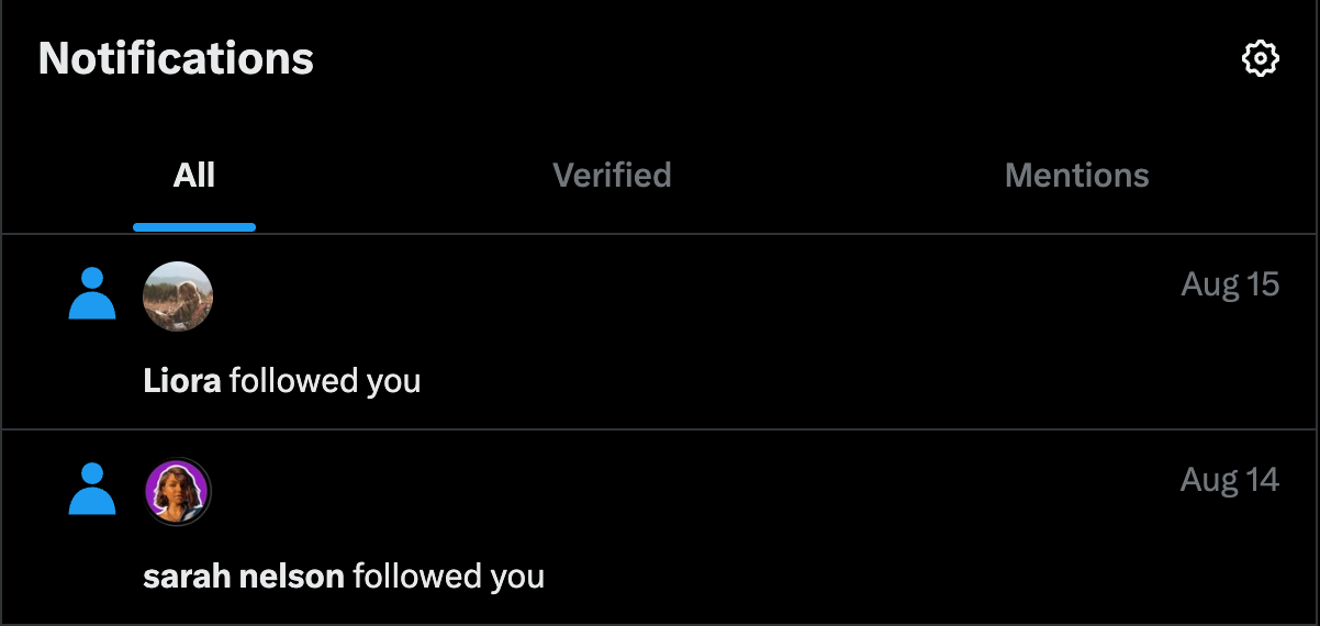 New follower notification on X