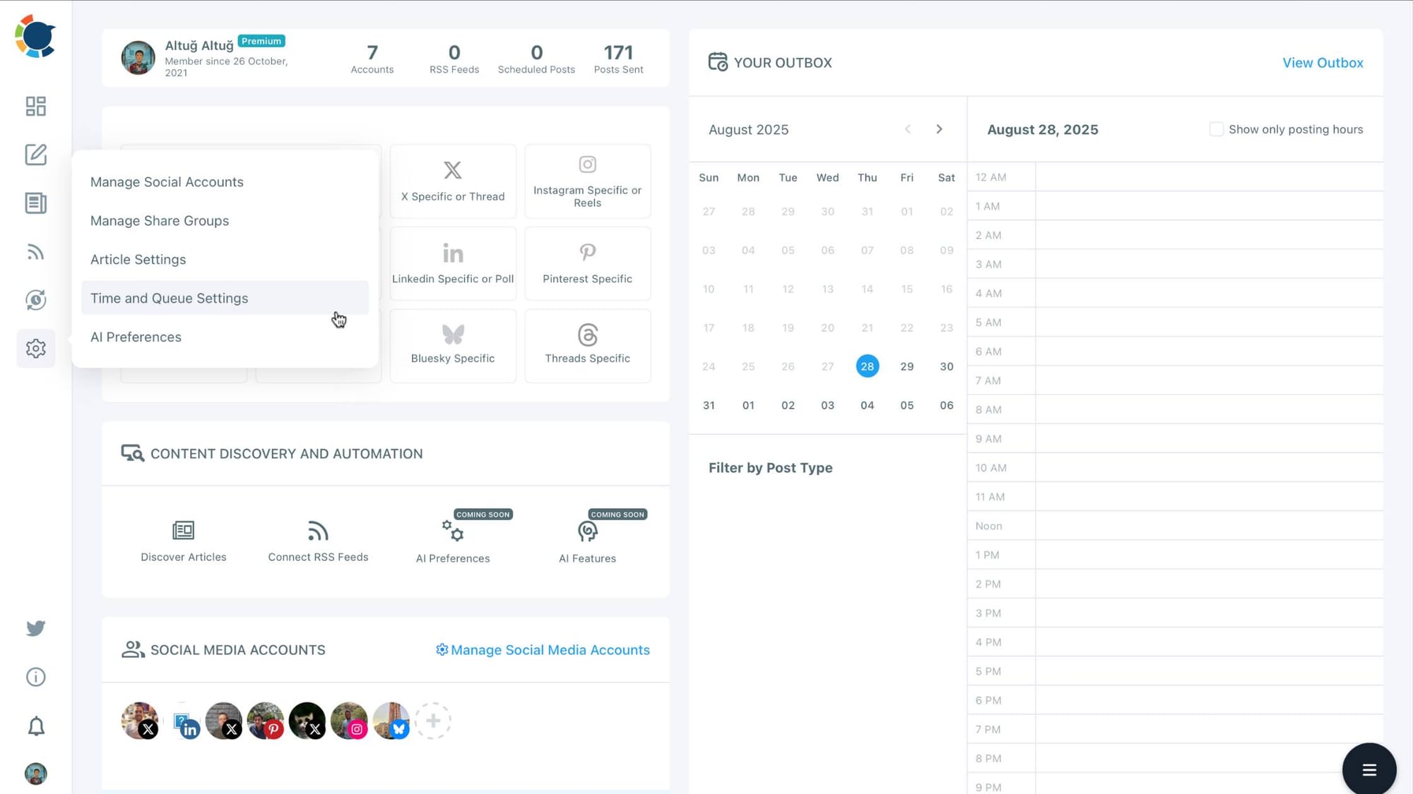 Time and Queue Settings