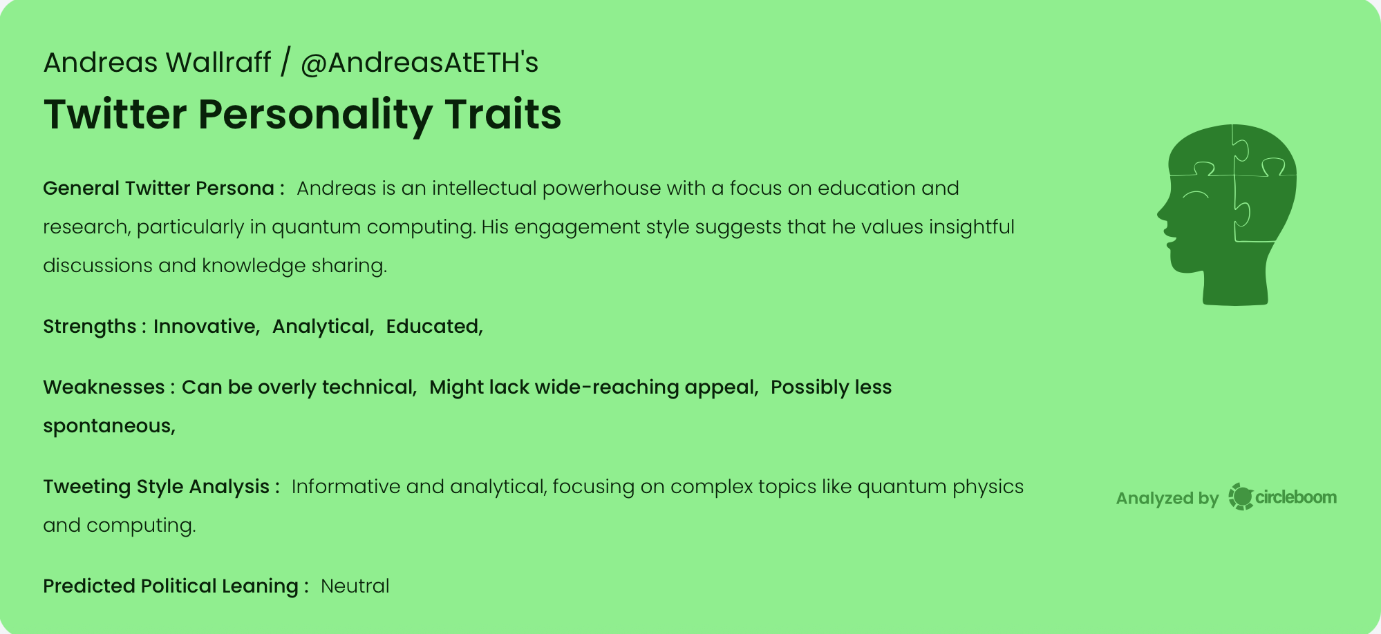 Andreas Wallraff's Twitter Personality Traits