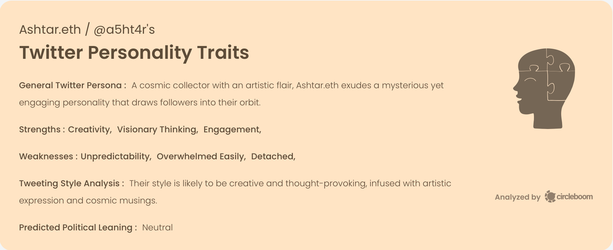 Ashtar.eth's Twitter Personality Traits