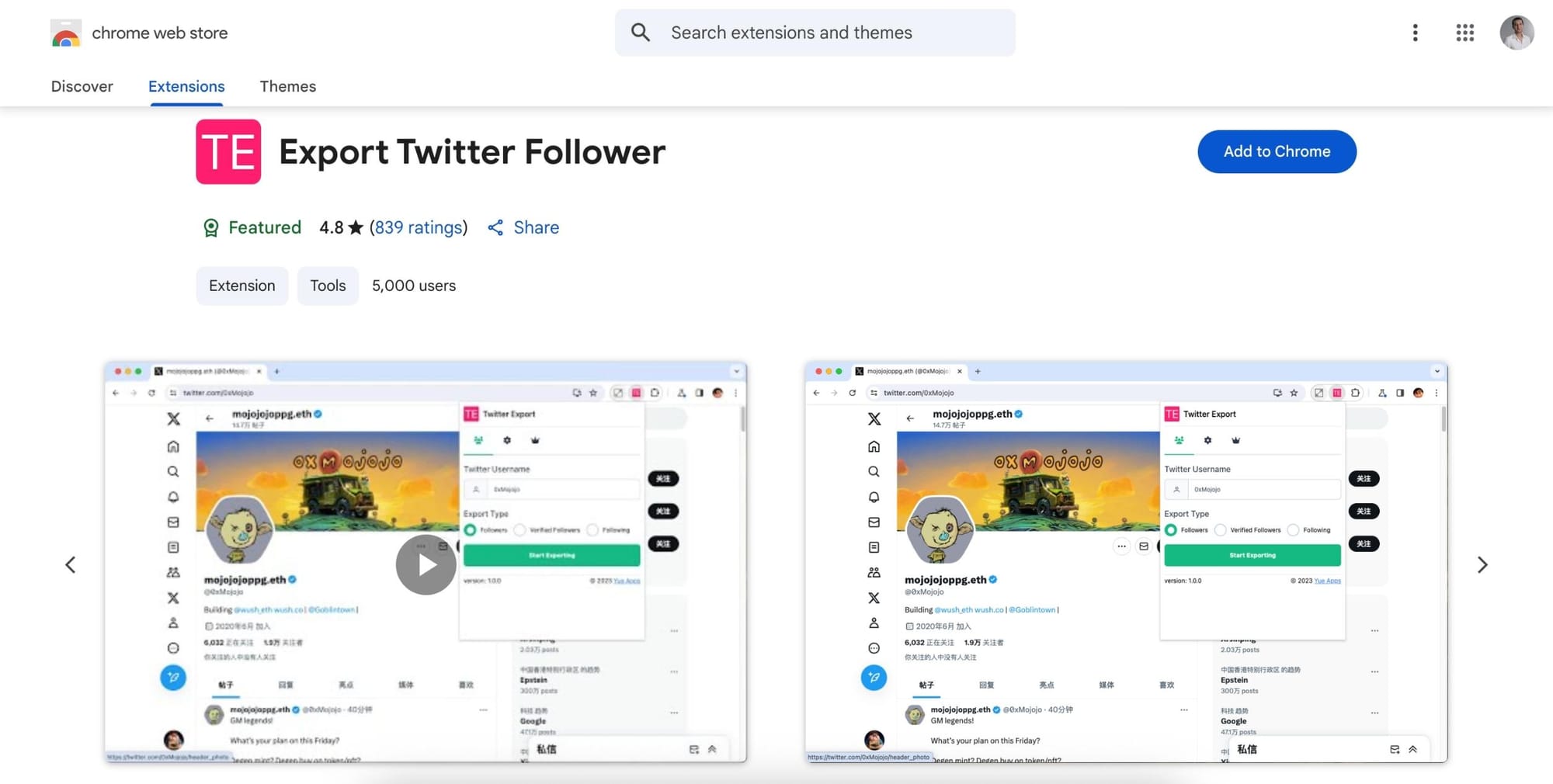 Export Twitter Follower