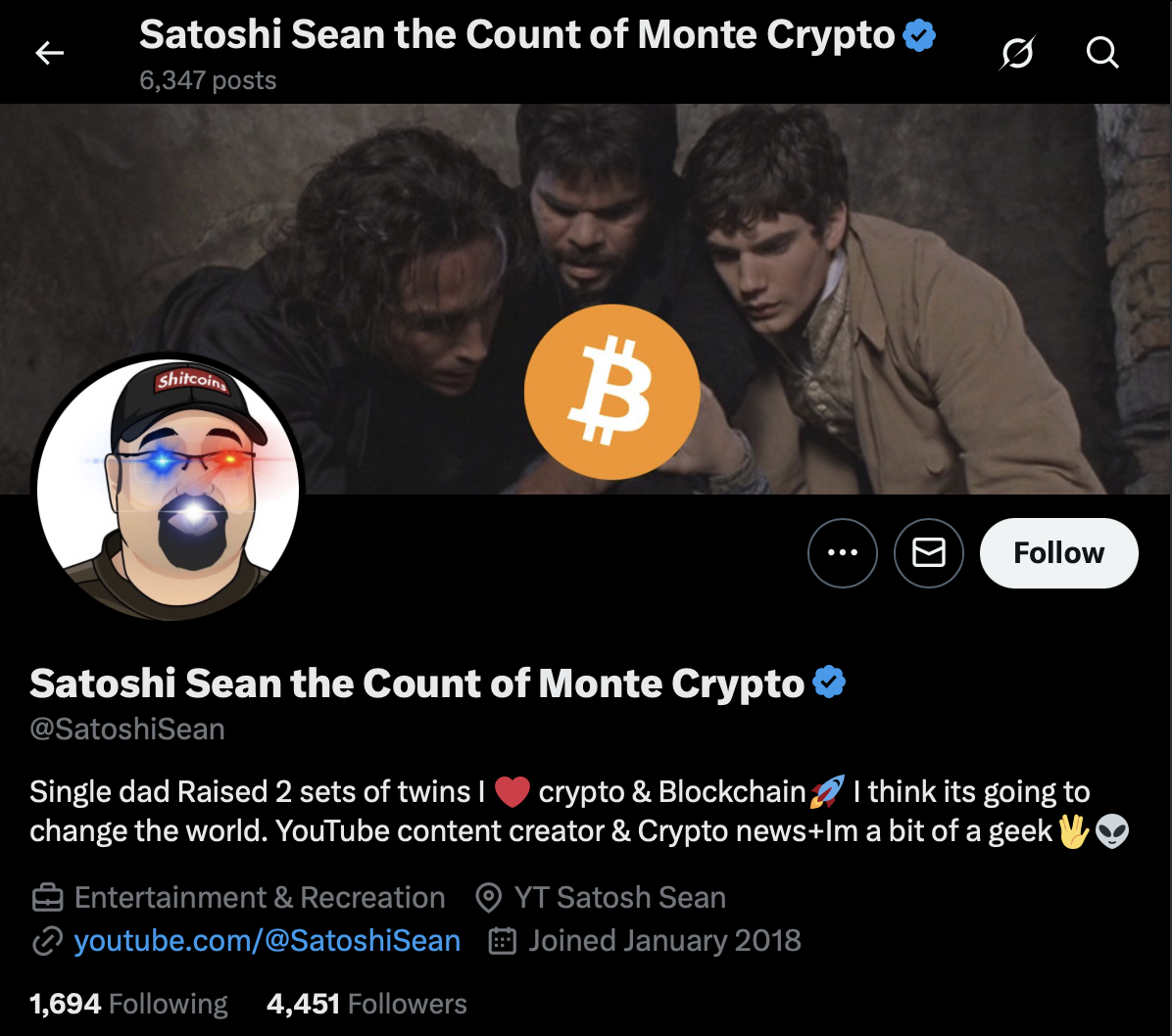 Satoshi Sean the Count of Monte Crypto