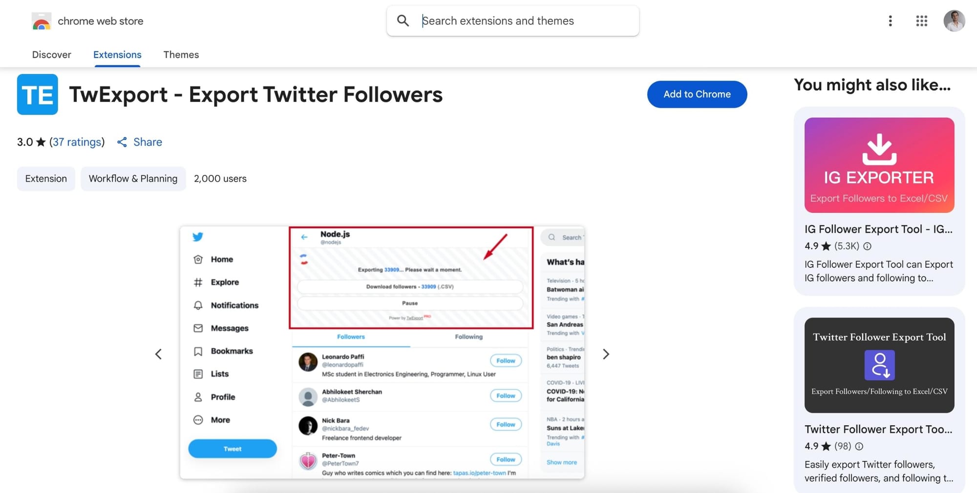 TwExport – Export Twitter Followers