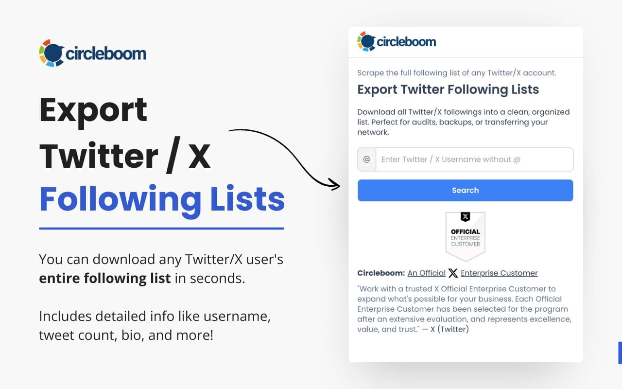 Circleboom Export Twitter/X Following