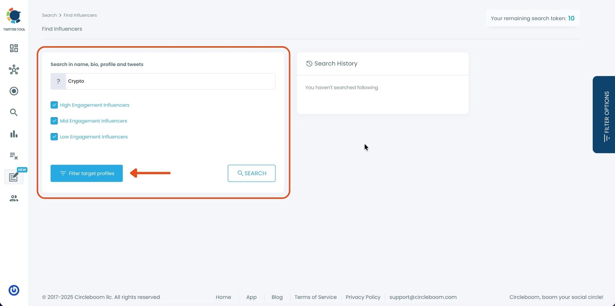 Type your keywords in