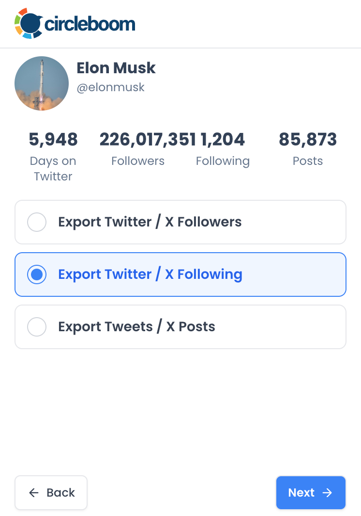 Choose what to export 