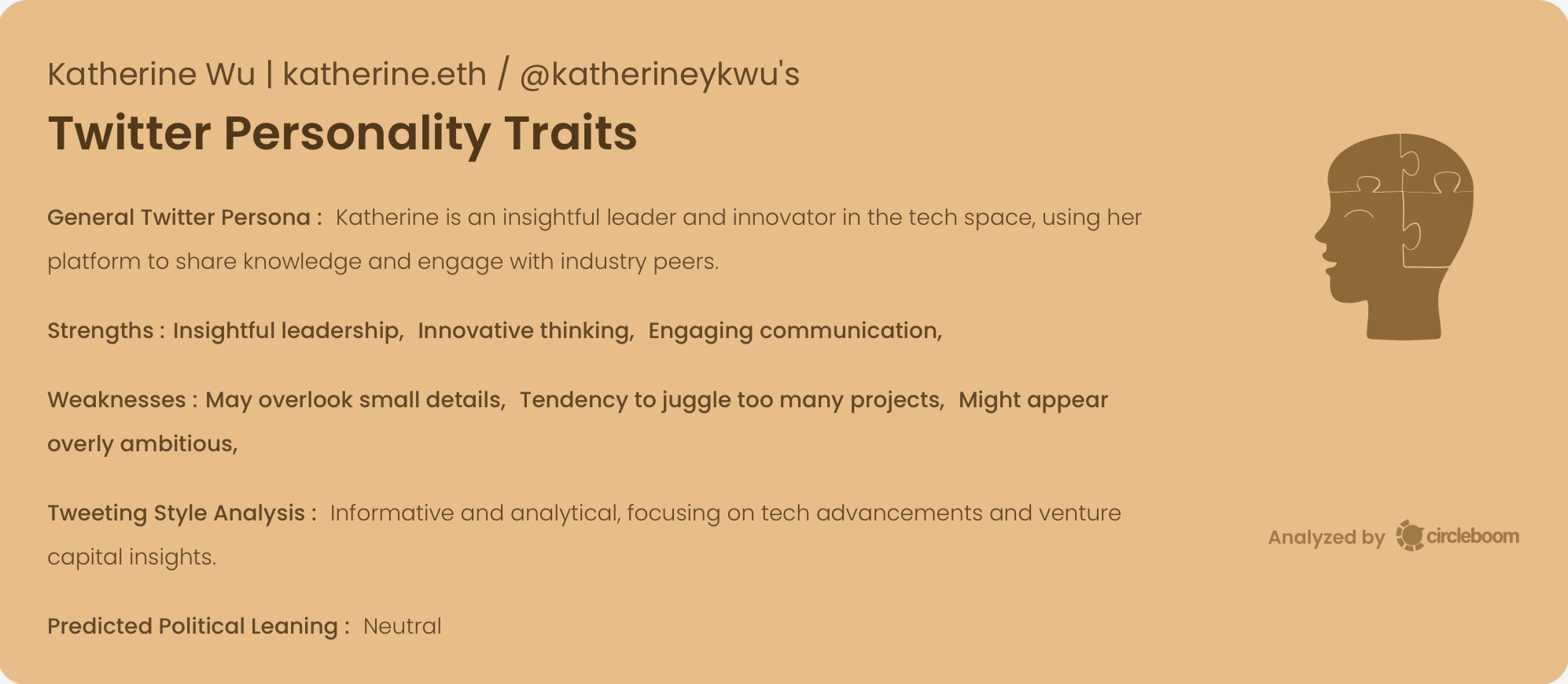 Katherine's Twitter Personality Traits
