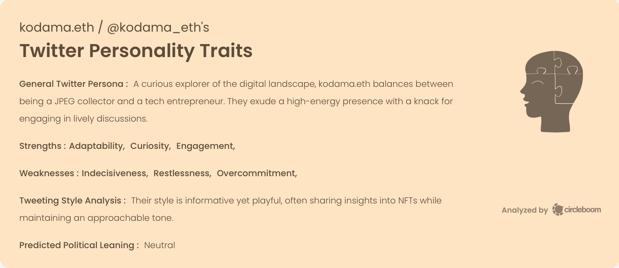kodama's Twitter Personality Traits
