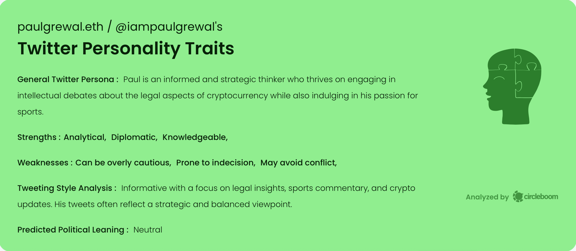 Paul Grewal's Twitter Personality Traits